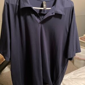 2 North Face Dune Sky Polo Navy Blue and Grey Men's Top XL